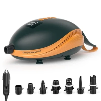 Image of OutdoorMaster 20PSI Electric SUP Pump Paddle Board The Dolphin Quick Air Inflator &amp; Auto Off, 12V DC Car Connector for Inflatable Stand Up Boards, Boats, Water Sports