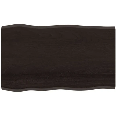 Image of vidaXL Handcrafted Solid Oak Wood Tabletop with Live Edge Dark Grey Finish Measuring 100x60x4 cm for Home and Office