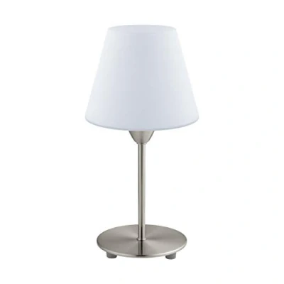 Image of Eglo Lighting Damasco Table Lamp with Round Tapered Shade Satin Nickel