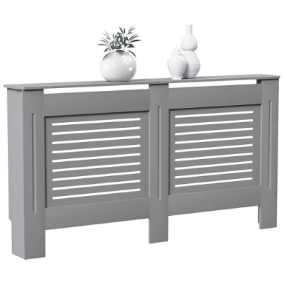 Image of Vida Designs Milton Radiator Cover Grey Traditional Painted MDF Cabinet, Large (H: 82 / W: 152 D: 19 cm)