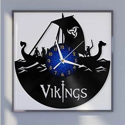 Image of Viking Ship theme Vinyl Record vintage Wall Clock for Kitchen(B)(B)
