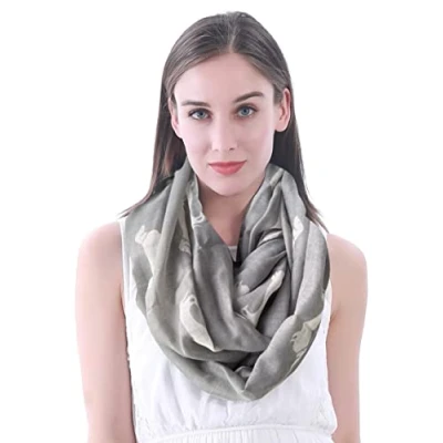 Image of Lina &amp; Lily Dachshund Dog Print Lightweight Snood Scarf (Light grey)