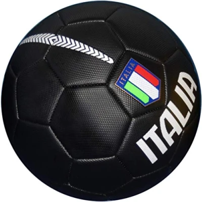 Image of JOEFOX Italy Soccer Ball, Matt, Size 5, 1 Polymer, Black Recreation Italian Federation Football, Gift Idea