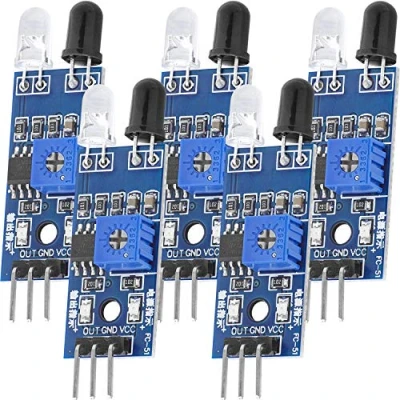 Image of AZDelivery 5 x IR Infrared Obstacle Avoidance Sensor Distance Detection Module compatible with Arduino and Raspberry Pi Smart Car Robot Including E Book!
