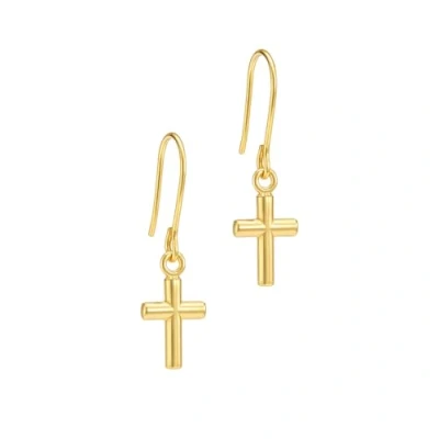 Image of Carissima Gold Women&#039;s 9ct Yellow 8mm x 28mm Cross Drop Earrings