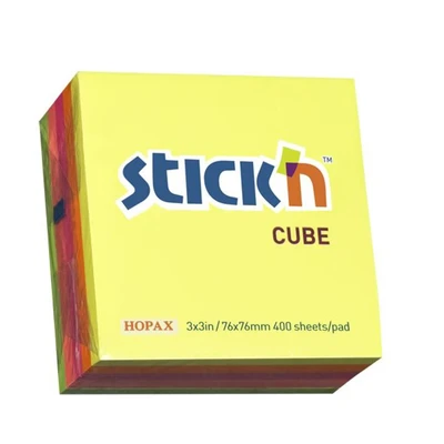 Image of Stick N 76x76mm Neon Cube Sticky Note Assorted Colour
