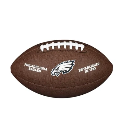 Image of Wilson American Football Ball, NFL Team Logo Eagles, Official Size, Philadelphia Eagles Logo, Recreational Use or a Collectible, PVC, Brown, WTF1748XBPH
