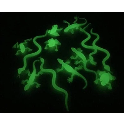 Image of Playlearn Set of 12 Glow In the Dark Toys UV Reptiles Toy for Sensory Play Charge Light Plastic Small Realistic Figure Party Supplies