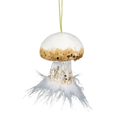 Image of White Mushroom 6x7cm Christmas Tree Hanging Decorations Festive Decorative Ornaments Fairy Tale Themed Xmas Pendant