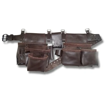 Image of Graintex Heavy Duty Oil Tanned Leather 10 Pocket Tool Belt, One Size, Brown