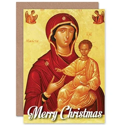 Image of Wee Blue Coo CARD ALTERNATIVE CHRISTMAS XMAS ORTHODOX JESUS MARY ICON