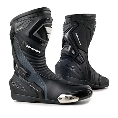 Image of SHIMA RSX 6 Men, Motorbike Boots for Men Reinforced Leather Mens Biker with Side Zipper, Ankle Support, Anti Slip Sole, Gear Shift Handle (Black, 11)