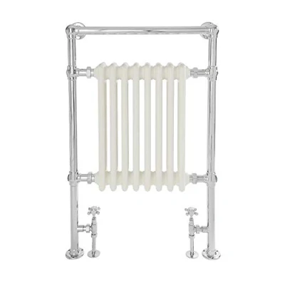 Image of Milano Elizabeth Chrome White Heated Towel Rail 930mm x 620mm