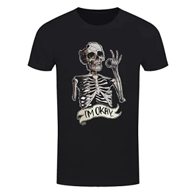 Image of Grindstore Men&#039;s I&#039;m Okay Skeleton T Shirt Black