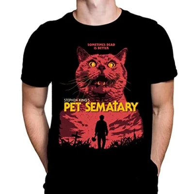 Image of Pet Sematary Mens Tshirt Halloween Gothic Horror Print, Black Graphic T Shirt, Movie Poster Tee