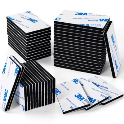 Image of Feiyayi Double Sided Sticky Tape 3mm Thickness Pads 60 Pcs Heavy Duty Strong Adhesive Foam Mounting Number Plate Waterproof Rectangle (Black 60)