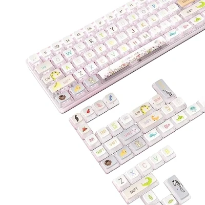 Image of MAMBASNAKE 120 Keys PBT Pudding Keycaps Set,ASA Profile,Dye Sublimation,ANSI US Layout for 61 68 87 98 104 108 Mechanical Keyboard,Compatible with Cherry Gateron Otemu Kailh MX Structure(Animal World)
