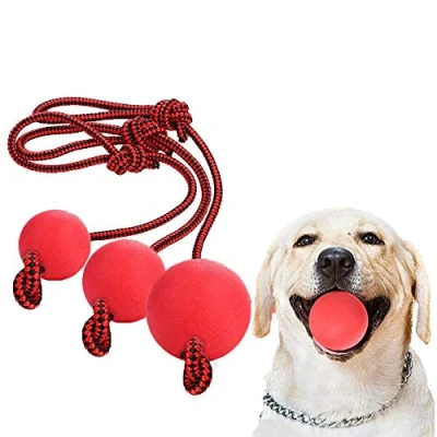 Image of NewCreating Dog Rope Ball, 3 Pcs Ball on a Toy Natural Elastic Solid Rubber Dogs Balls Chew Toys for Small