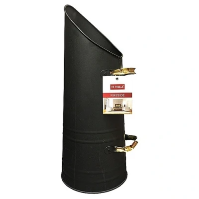 Image of De Vielle 22in Coal Bucket Black with Brass Handle