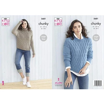 Image of King Cole 5681 Knitting Pattern Womens Sweaters in Subtle Drifter Chunky