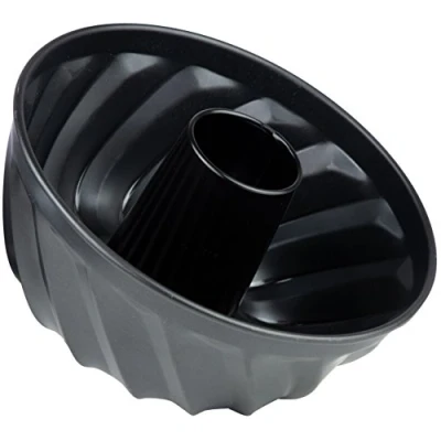 Image of Grizzly Fluted Ring Cake Tin Non Stick Carbon Steel Pan High Rim 22 cm (8.6 inch) Black, Round Mould