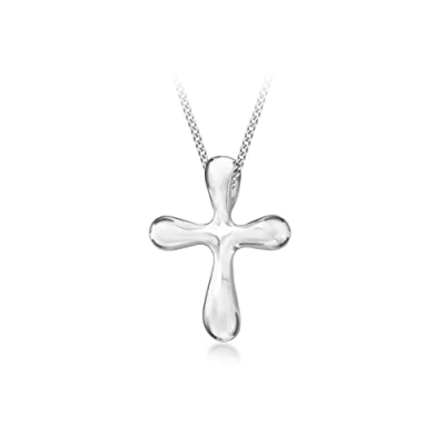 Image of Tuscany Silver Women&#039;s Sterling Cross Pendant on Adjustable Curb Chain Necklace 41cm/16&quot; 46cm/18&quot;