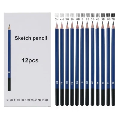 Image of YPYMOD 12 Pcs Drawing Pencils, Sketching Pencils Set, 5H 4H 3H 2H HB B 2B 3B 4B 5B 6B 8B, with Graphite Lead, for Kid Adults Artists Student Beginners Professional