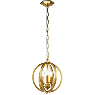 Image of Feiss Corinne Spherical Pendant Ceiling Light Burnished Brass