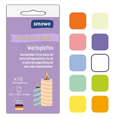 Image of Smowo® 10 Pastel Wax Sheets 20 x cm for Designing, Decorating and Candles Decorative Crafts Candle Plates