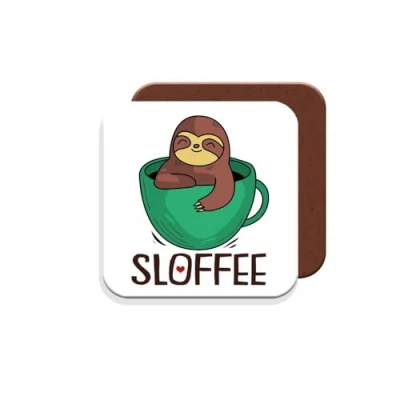 Image of Sloth Gift Coaster Sloffee Giftset Made by MUGGZ in The UK