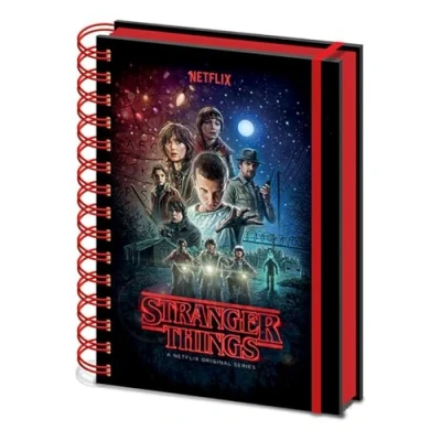 Image of Stranger Things A5 Wiro Notebook with Metallic Cover featuring the Cast of Season 1 Official Merchandise