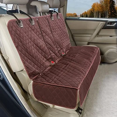 Image of ANOSOSPECIAL Dog Car Seat Cover for Back Kids,Non Stick Fur Rear Protector Pet,Nonslip Waterproof Universal Fit Interior Backseat Covers Auto Van SUV (Large, Coffee Brown)