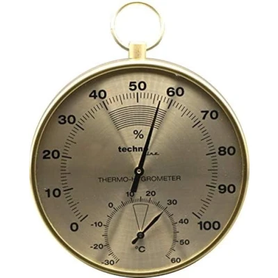 Image of Technoline WA 3055 elegant, analogue thermo hygrometer in brass design