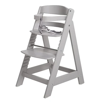 Image of roba Wooden Adjustable Highchair Sit Up III Grow Along Chair For Babies and Children From 6 Months Onwards Grey / Taupe