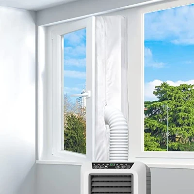 Image of AC Window Seal, LYUNIT 400cm/158Inch Portable Universal Seal Kit for Mobile Air Conditioner Unit &amp; Tumble Dryer, Hot Stop Exchange Guards, Easy to Install With Zip