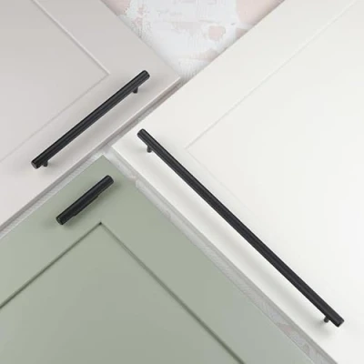 Image of 320mm Matt Black Reeded Grooved Cabinet Handle Cupboard Door Drawer Pull