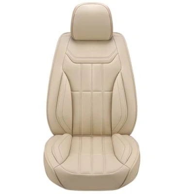 Image of Eunncu Universal Car Seat Covers Waterproof Leather Full Set, Can Protect Front and Rear Seats, To Fit Most Cars, Side Airbag Compatible, Beige