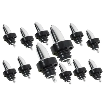 Image of 12 x Free flow Spirit Bar Pourer medium flow, chrome, with collar Made in England by Chabrias Ltd
