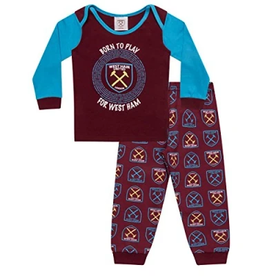 Image of West Ham United FC Official Football Gift Boys Kids Baby Pyjamas 3 6 Months Claret