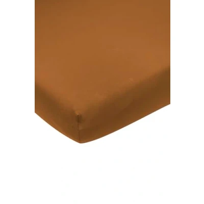 Image of Meyco Home Basic Jersey Plain Fitted Sheet for Double Bed (Flat with Soft Quality, 100% Cotton, thanks to All Round Elastic, Breathable, Dimensions: 160 x 200 cm), Camel