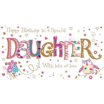 Image of Daughter Birthday Handmade Embellished Greeting Card by Talking Pictures Cards