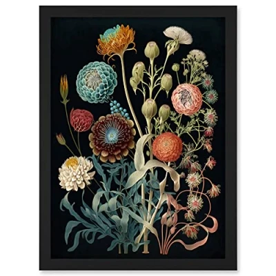 Image of Artery8 Vintage Botanical Ernst Haeckel Style Plant Study Modern Watercolour Painting Illustration Artwork Framed A3 Wall Art Print