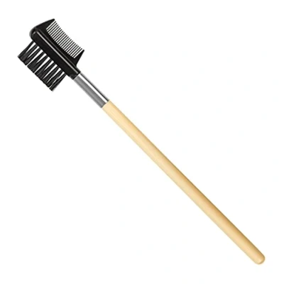 Image of Manicare Bamboo Lash Comb And Brow Brush, Defines Seperate Lashes, Grooms Tames Brows, Makeup Brush With Handle Synthetic Bristles, UnClogs Mascara, Professional Application