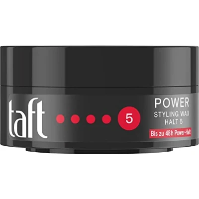 Image of Taft Styling Wax Power with Hold Level 5 (75 ml), Textured Like a Hair and Holds Gel without Sticking, for up to 48 Hours of