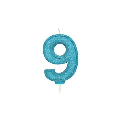 Image of CULPITT Sparkle Number Candles for Cake &amp; Cupcakes, Single Numbers from 0 9, Say Happy Birthday with These Candle Sparklers, Celebrate Birthdays Anniversaries Flair Blue 9