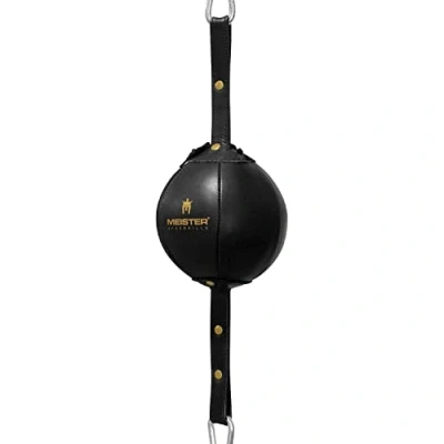 Image of Meister SpeedKills Double End Leather Speed Bag w/Bungees &amp; Lightweight Latex Bladder Black Small (5.0&quot;)
