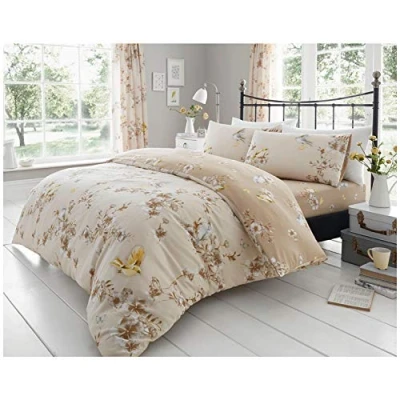 Image of GC GAVENO CAVAILIA 3Pcs Botanical Bedding Sets, Vintage Floral Duvet Cover, Reversible Super King Size Quilt, Natural
