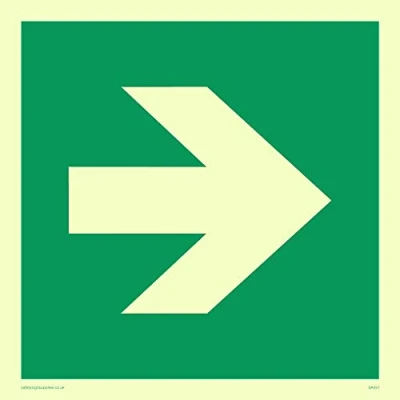 Image of Viking Signs SA451 S15 P Right Arrow Symbol Only Sign, Semi rigid Photoluminescent Plastic, 150 mm H x W