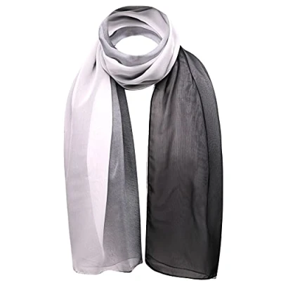 Image of Basic Sense Two tone Chiffon Scarf, Black