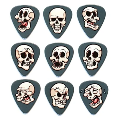 Image of Funny Skull Guitar Picks Set of 9 Double Sided Harmony Premium Plectrums